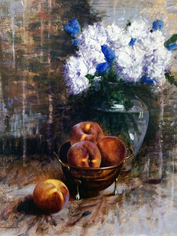 Pretty peaches an original painting by Raffaele Fiore