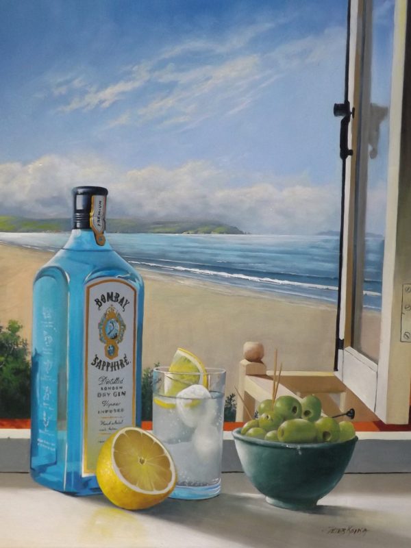 Room with a view is an original oil painting on panel by the talented artist Peter Kotka