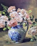 Roses in a Blue and White Jug by Anne Cotterill
