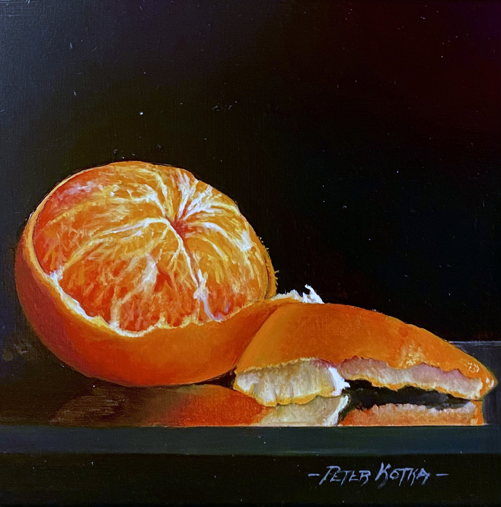 Orange Peel is an original oil painting on panel by the talented artist Peter Kotka
