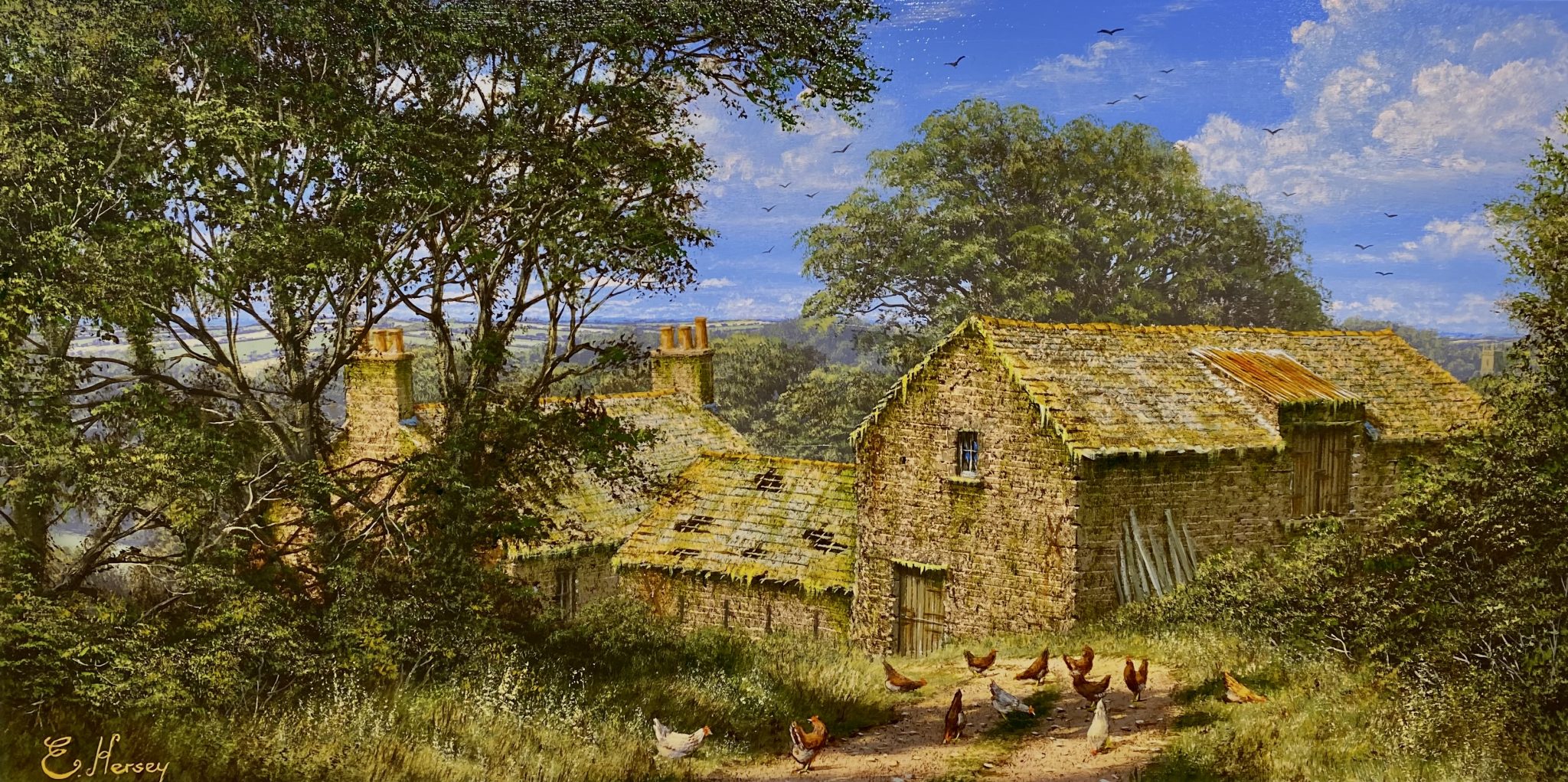 An Old Cotswold Barn an original painting by Edward Hersey